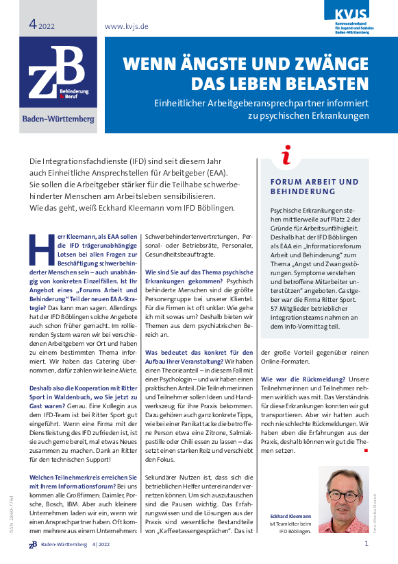 Zeitschrift Behinderung und Beruf - 4. Ausgabe 2022 – Regionalausgabe für Baden-Württemberg