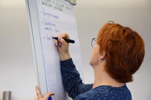 In den Workshops werden die Ergebnisse schriftlich festgehalten und im "Gallery Walk" präsentiert.