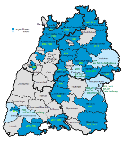 Kreiskarte über abgeschlossene und laufende Kreisteilhabepläne für geistig behinderte Menschen