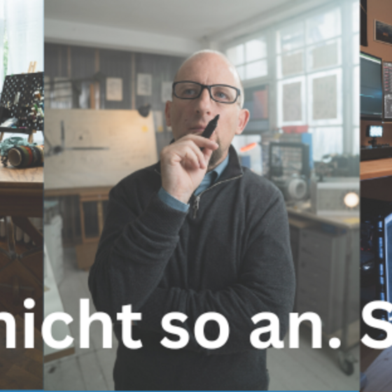 Fünf Menschen mit Behinderung, der Slogan "Stellt euch nicht so an. Stellt euch an." ist zu lesen.