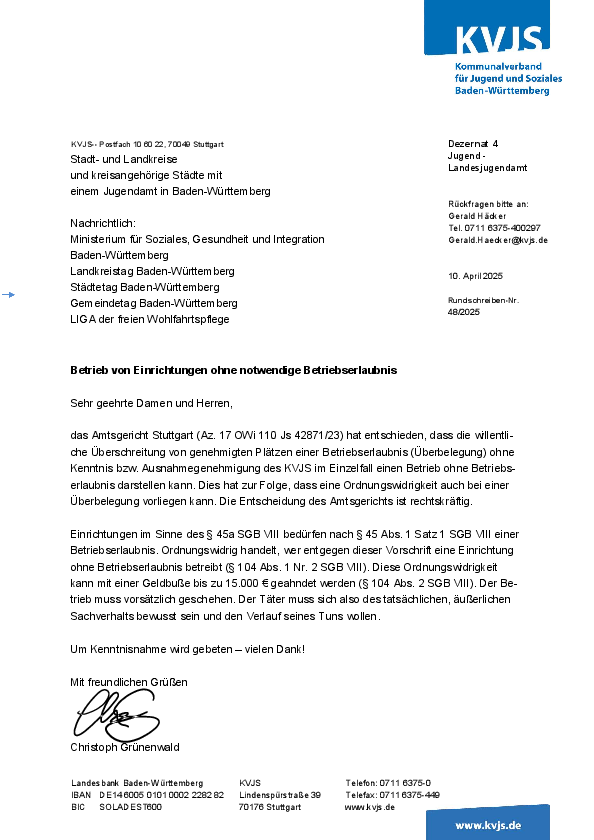 Betrieb von Einrichtungen ohne notwendige Betriebserlaubnis