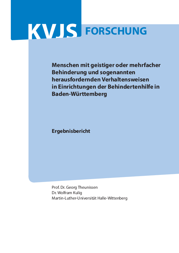 Ergebnisbericht: Herausforderndes Verhalten in der Behindertenhilfe, (November 2019)