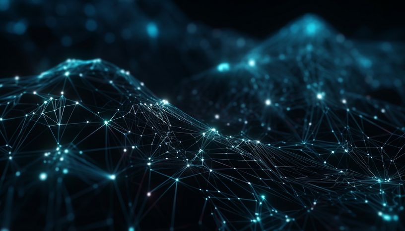 Glowing molecular structure in futuristic galaxy backdrop generated by AI Glowing molecular structure in futuristic galaxy backdrop generated by AI