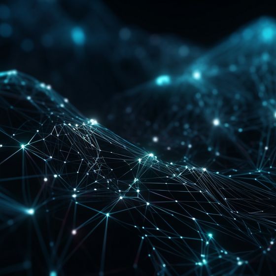 Glowing molecular structure in futuristic galaxy backdrop generated by AI