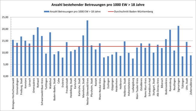 Anzahl bestehender Betreuungen über 18