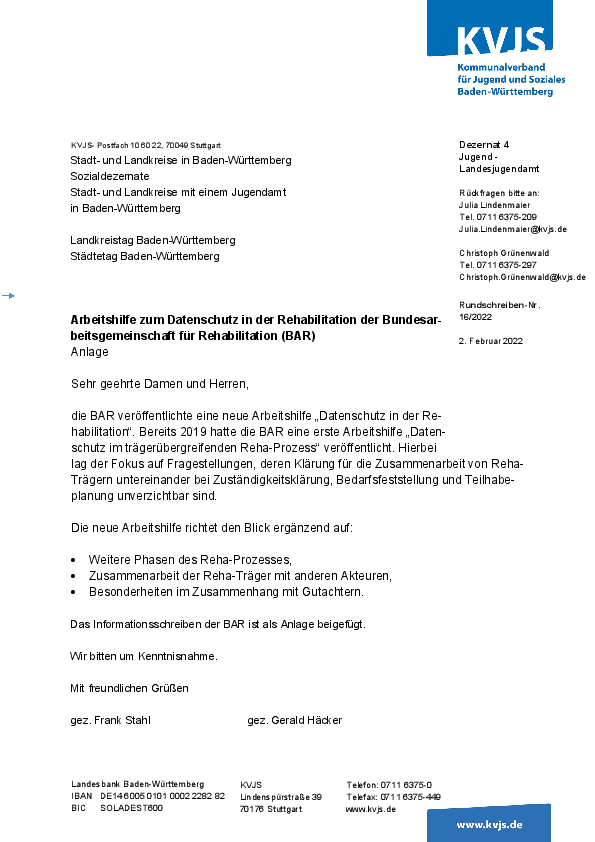 Rundschreiben 16-2022